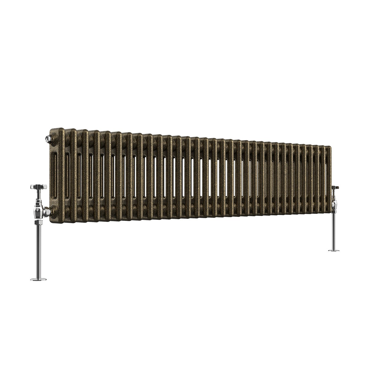 Bern 300 x 1460mm Black Gold Double Column Horizontal Traditional Radiator