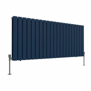 Karlstad 600 x 1430mm Sapphire Blue Double Horizontal Flat Panel Designer Radiator