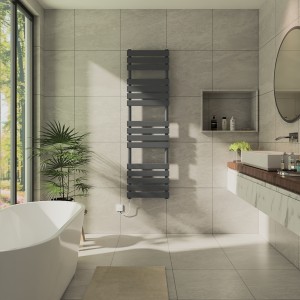 Juva 1600 x 450mm Sand Grey Flat Panel Simple Electric Heated Towel Rail