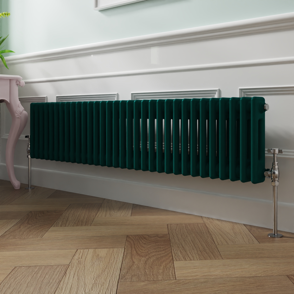 Bern 300 x 1460mm Blue Green Double Horizontal Column Radiator