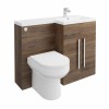 Calm Walnut Right Hand Combination Vanity Unit Basin L Shape with Back to Wall Calgary Toilet & Soft Close Seat & Concealed Cistern - 1100mm