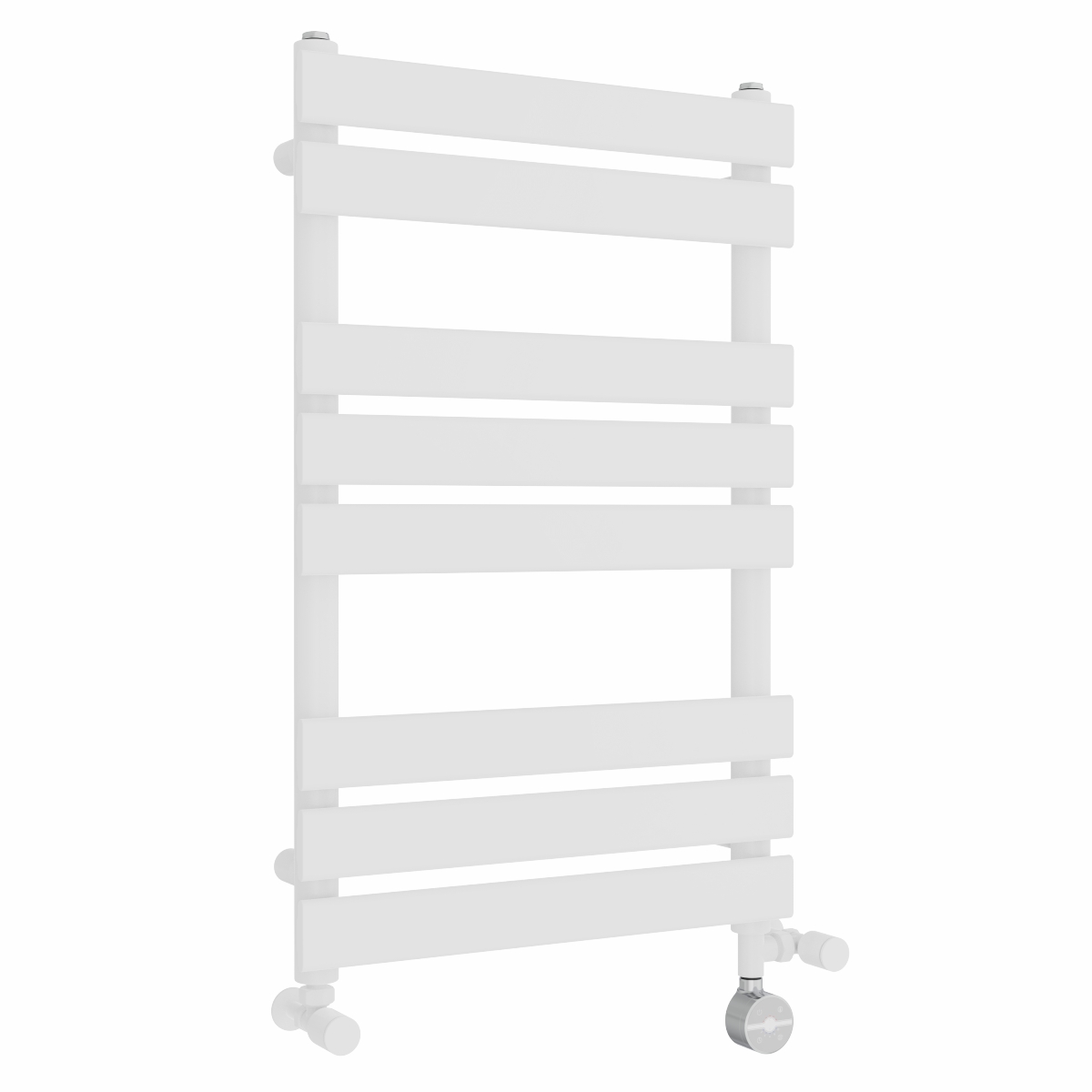 Juva 800 x 500mm Dual Fuel White Flat Panel Thermostatic Touch Control Electric Heated Towel Rail