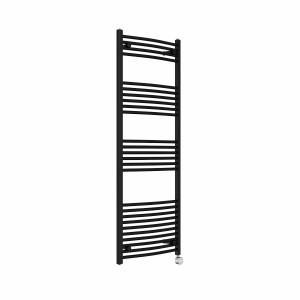 Fjord 1600 x 600mm Curved Black Thermostatic Touch Control Electric Heated Towel Rail