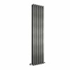 Lulea 1800 x 410mm Black Silver Double Flat Panel Vertical Designer Radiator