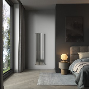 Karlstad 1600 x 410mm Chrome Single Vertical Flat Panel Designer Radiator