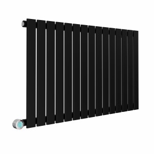 Karlstad 600 x 1022mm Black Flat Panel Horizontal Wifi Electric Radiator - 1000W