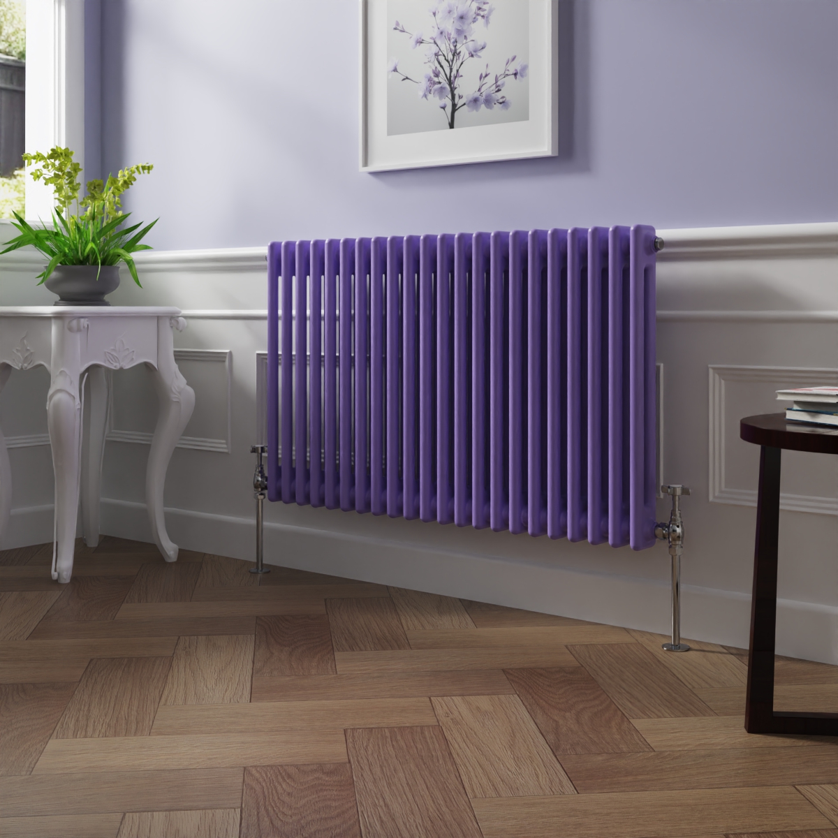 Bern 600 x 1010mm Elegant Purple Double Column Horizontal Traditional Radiator