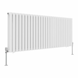 Norden 600 x 1594mm White Double Horizontal Oval Tube Designer Radiator