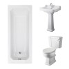 Wellington Close Coupled Comfort Height Toilet with Sand Seat & 560mm 1 Tap Hole Basin with 1700 x 700mm Traditional Straight Bath Single Ended