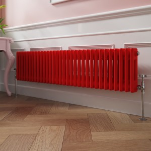 Bern 300 x 1460mm Traditional Signal Red Double Horizontal Column Radiator