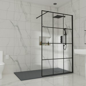 Wasdale - 1000mm Wet Room Screen - Black Grid