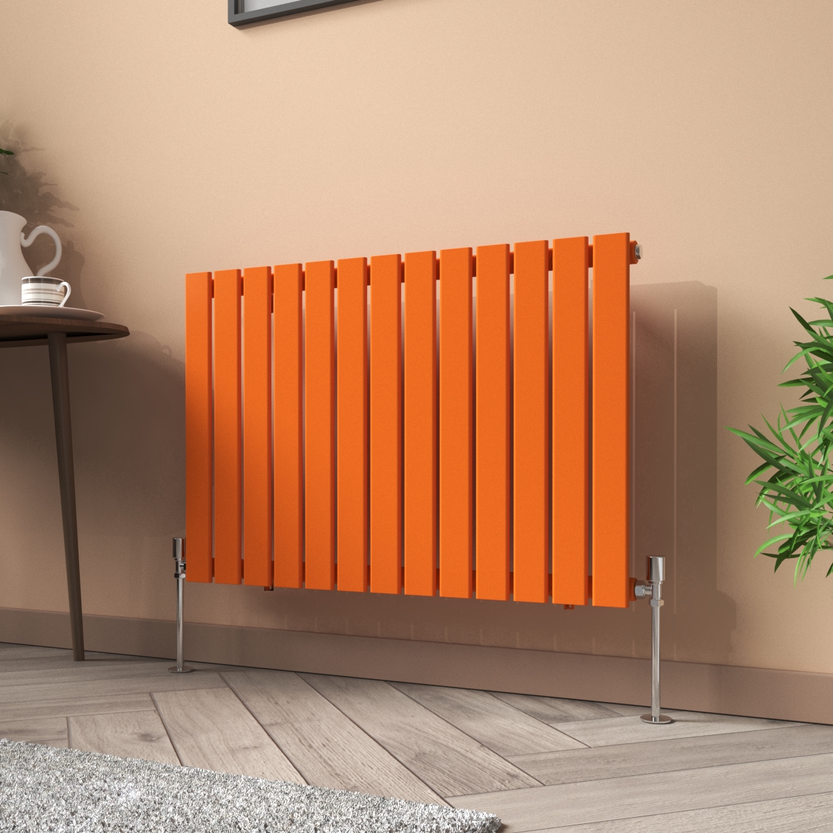 Karlstad 600 x 886mm Bright Orange Single Flat Panel Horizontal Designer Radiator