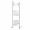 Bergen 1000 x 400mm Dual Fuel Straight White Thermostatic Electric Heated Towel Rail