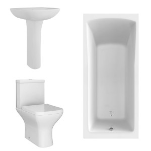 Feel Curved Modern Bathroom Suite with Single Ended Bath - 1800 x 800mm