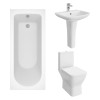 Feel Curved Modern Bathroom Suite with Close Coupled Toilet and Essential Single Ended Bath - 1600 x 700mm
