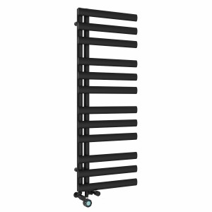 Kongsberg 1200 x 450mm Dual Fuel Black Thermostatic Touch Control Electric Heated Towel Rail
