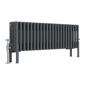 Bern 300 x 1010mm Anthracite Four Column Horizontal Traditional Radiator