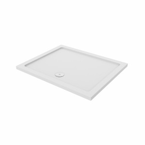 Essentials Anti-Slip 1100 x 700mm Rectangle Stone Shower Tray White