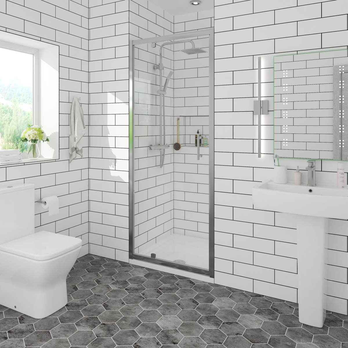 Ennerdale - 760mm Pivot Shower Door - Chrome