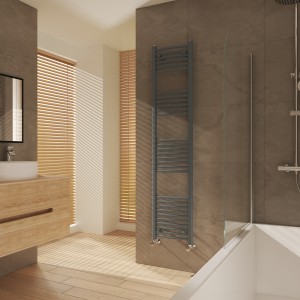 Fjord 1800 x 400mm Curved Anthracite Heated Towel Rail