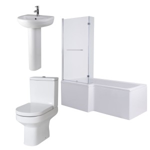 Calgary Modern Bathroom Suite with L-Shape Shower Bath - Left Hand - 1700mm