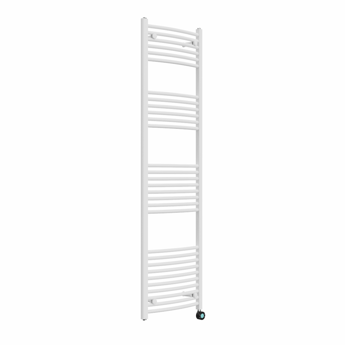 Fjord 1800 x 500mm Curved White Thermostatic Touch Control Electric Heated Towel Rail