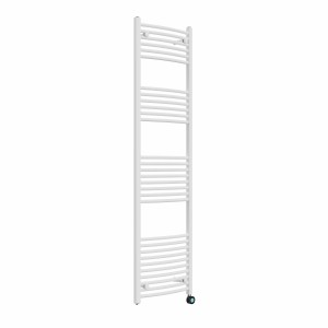 Fjord 1800 x 500mm Curved White Thermostatic Touch Control Electric Heated Towel Rail