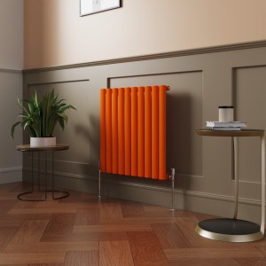 Norden 600 x 591mm Bright Orange Single Oval Column Horizontal Designer Radiator