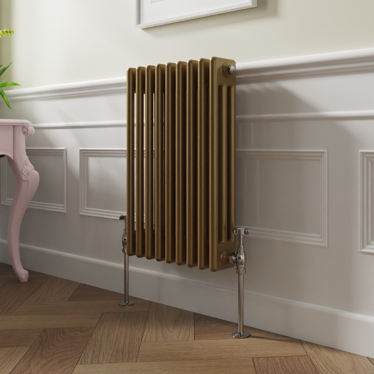 Bern 600 x 425mm Metallic Gold Triple Horizontal Column Radiator