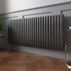 Norden 600 x 1594mm Black Silver Double Horizontal Oval Column Designer Radiator