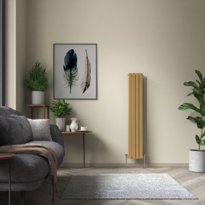 Karlstad 1600 x 274mm Metallic Gold Double Flat Panel Vertical Designer Radiator