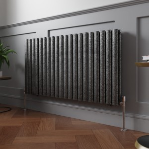 Norden 600 x 1181mm Black Silver Double Horizontal Oval Column Designer Radiator
