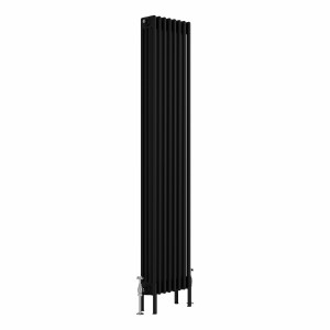 Bern 1800 x 380mm Black Four Column Vertical Traditional Radiator