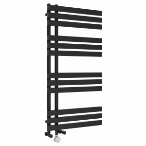 Koli 1200 x 600mm Dual Fuel Thermostatic Touch Control Electric Heated Towel Rail - Black