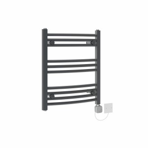 Fjord 600 x 500mm Curved Anthracite HEC Thermostatic Electric Heated Towel Rail