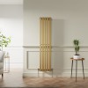 Lulea 1600 x 340mm Metallic Gold Single Flat Panel Vertical Designer Radiator