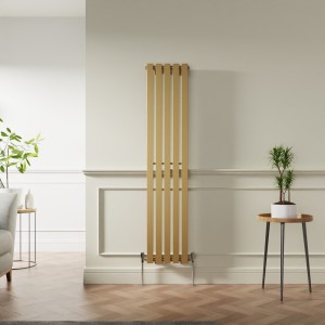 Lulea 1600 x 340mm Metallic Gold Single Flat Panel Vertical Designer Radiator