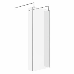 Wasdale 800mm Chrome Walk Through Wet Room Screen with 215mm Hinged Return Screens & L- Shape Support Arms