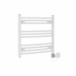 Fjord 600 x 600mm Curved White HEC Thermostatic Electric Heated Towel Rail