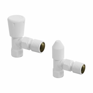 15mm Angled Manual Radiator Valves - White