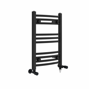 Fjord 600 x 400mm Dual Fuel Curved Black Electric Heated Towel Rail