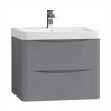600mm Gloss Grey 2 Drawer Wall Hung Vanity Unit with Basin