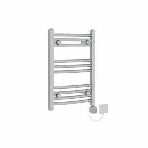 Fjord 600 x 400mm Curved Chrome HEC Thermostatic Electric Heated Towel Rail