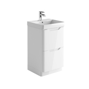 Imperio Pure - Bathroom Floor Standing Vanity Unit Basin and Cabinet 500mm - Gloss White