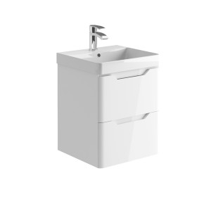 Imperio Pure - Bathroom Wall Hung Vanity Unit Basin and Cabinet 500mm - Gloss White