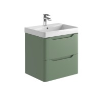 Imperio Pure - Bathroom Wall Hung Vanity Unit Basin and Cabinet 600mm - Green