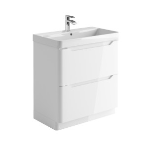 Imperio Pure - Bathroom Floor Standing Vanity Unit Basin and Cabinet 800mm - Gloss White