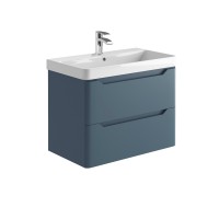 Imperio Pure - Bathroom Wall Hung Vanity Unit Basin and Cabinet 800mm - Blue