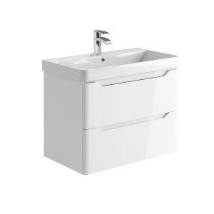 Imperio Pure - Bathroom Wall Hung Vanity Unit Basin and Cabinet 800mm - Gloss White