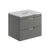 Rydal 600mm Wall Hung Vanity with Worktop & Chrome Handles - Matt Grey
